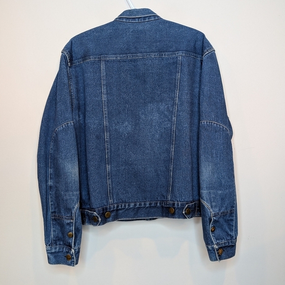 Vintage Saddlery Western Short Denim Button Down Jean Jacket Mens Small - Picture 3 of 13